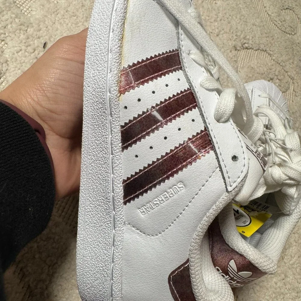 adidas ortholite girls pink shimmer Lace‎ Up Superstar Crib Sneaker Shoes NWT 13 - Picture 5 of 9